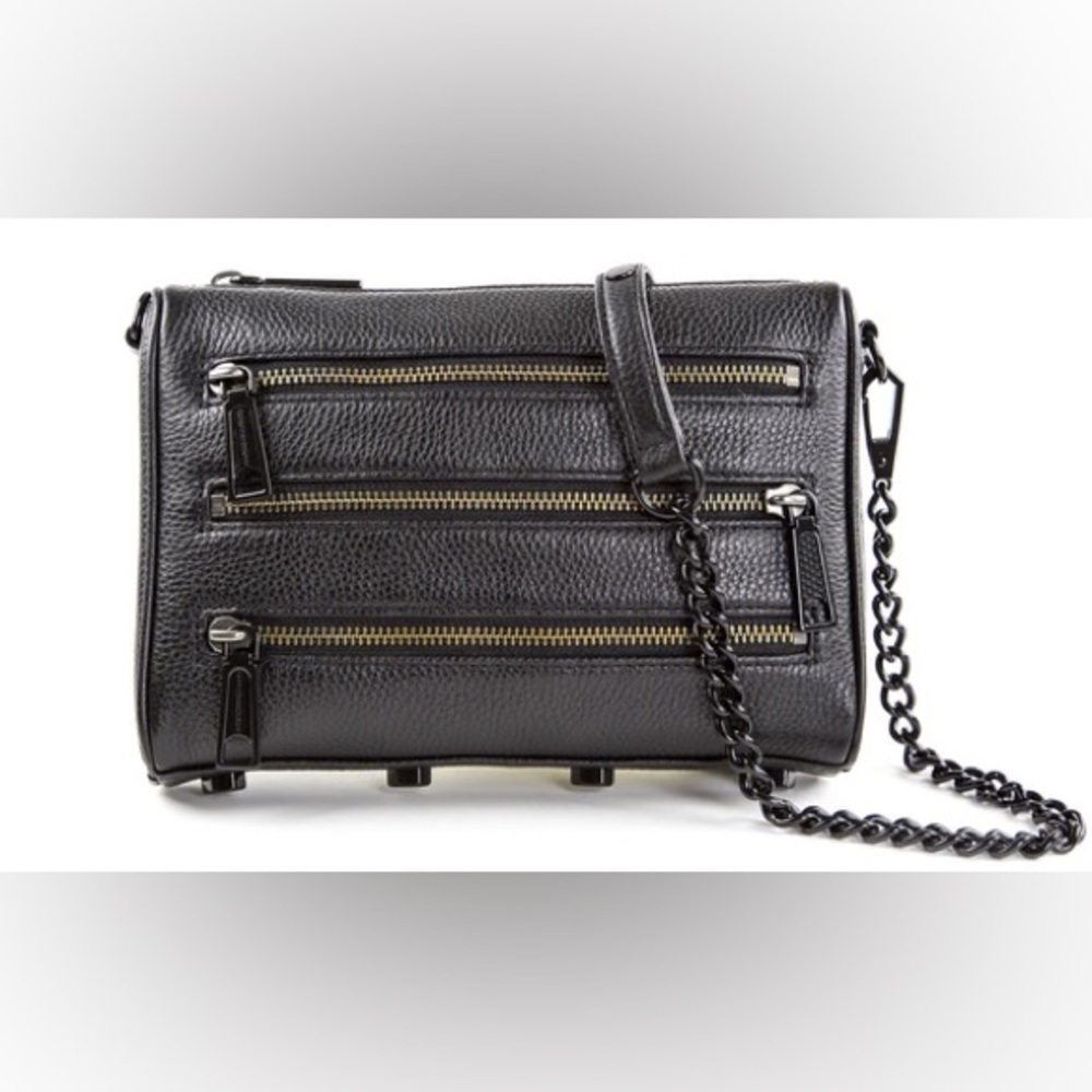 NWT REBECCA MINKOFF mini 5 zip black shellac